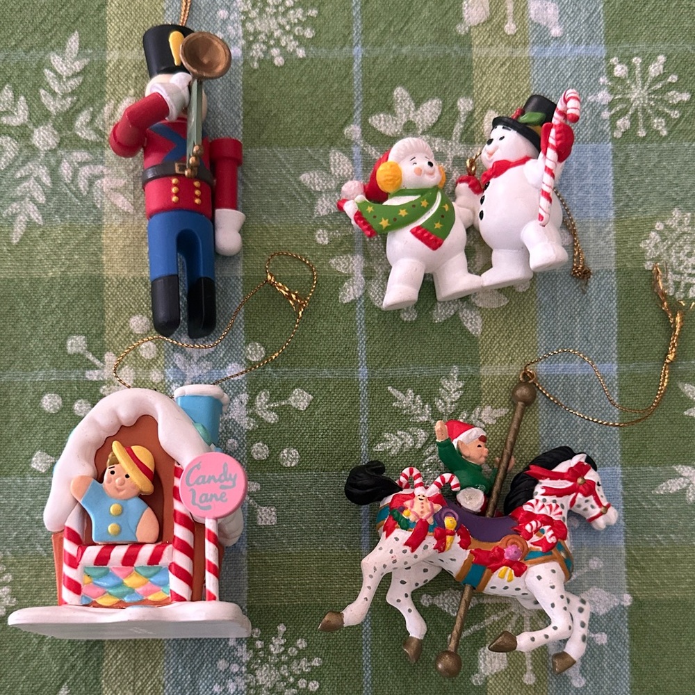 Vintage Hallmark Holiday Ornaments Set - Red, Green, White, Black